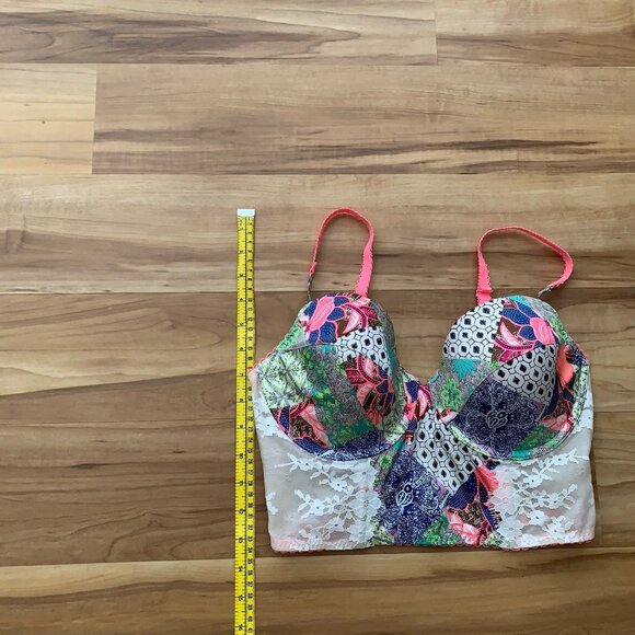 Victoria's Secret Dream Angels 34DD Padded Demi Neon Floral Zip Bralette - Picture 3 of 8